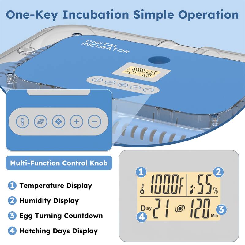 70 Egg Incubator with Automatic Turning and Humidity Control