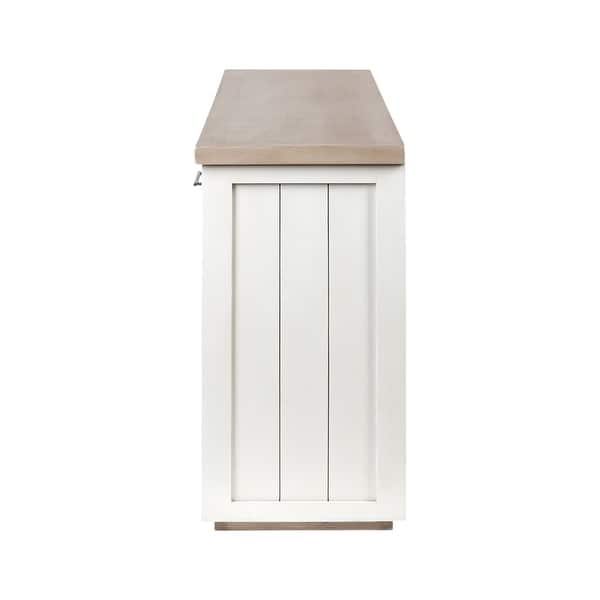 Brown Solid Mango Wood Top & White Frame Sideboard With 4 Cabinet Doors Brown Solid Mango Wood Top & White Frame Sideboard With 4 Cabinet Doors