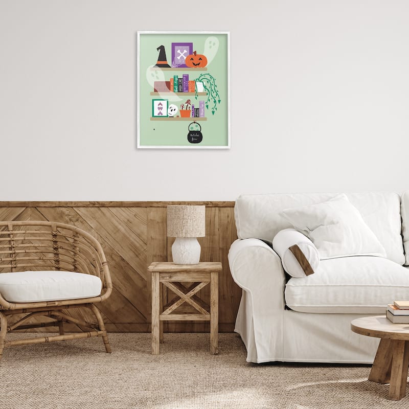 Stupell Witchy Halloween Bookshelf Framed Giclee Art Design By Sazerelli Designs