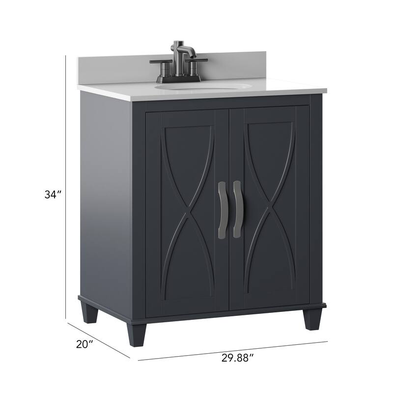 30" Single Bathroom Vanity with Adjustable Shelf