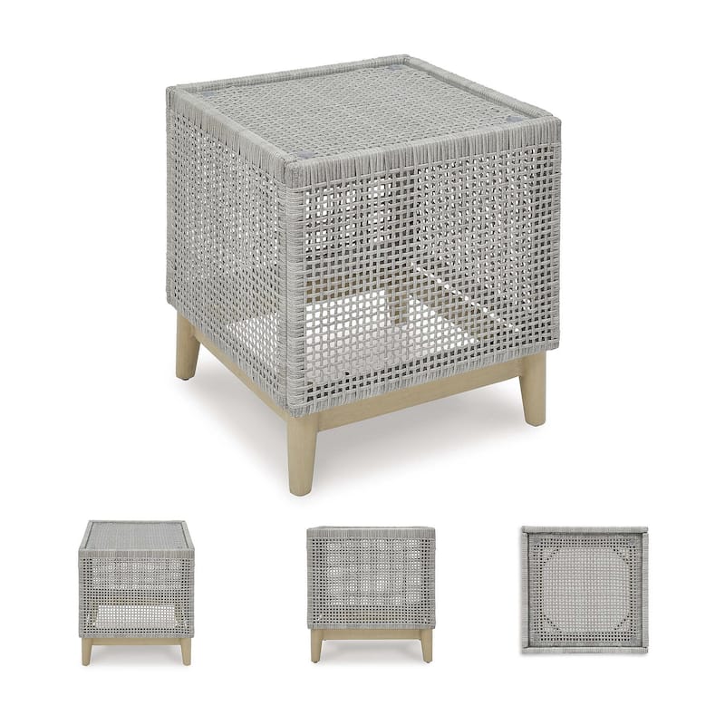 Signature Design by Ashley Seton Creek Gray Outdoor End Table - 21.63" W x 21.63" D x 23.25" H