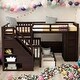 preview thumbnail 2 of 7, Twin-Twin over Full L-Shaped Bunk Bed With 3 Drawers,Desk,Wardrobe