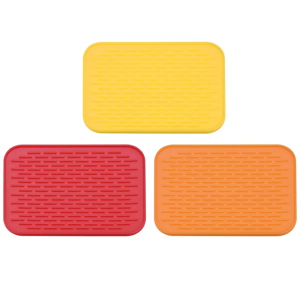Silicone Dish Drying Mat Set, 3Pcs Under Sink Drain Pad Heat Resistant - 8.5 x 6 x 0.24 inch