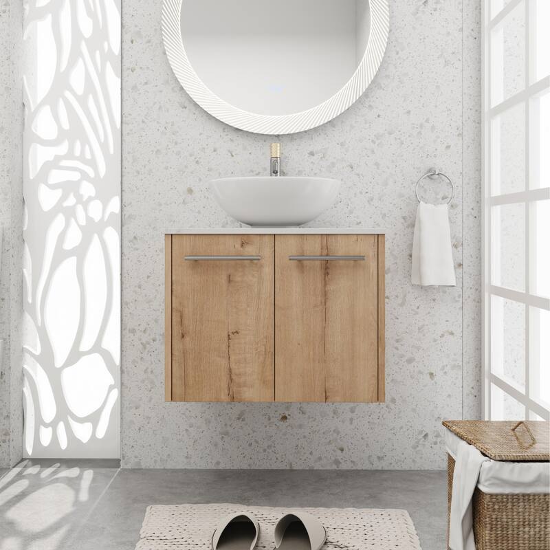 BNK 24"/30" Single Sink Bathroom Vanity with Soft Close Door, Modern Floating Vanity - 23.6''W×18.9''D - IMO with sink-321