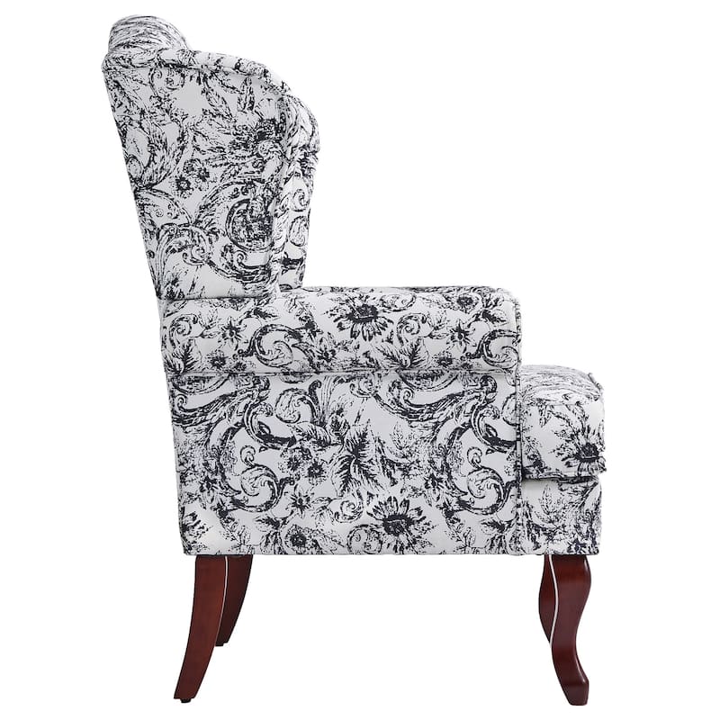 Elegant Living Room Wing Back Arm Chair Upholstered Accent Chair