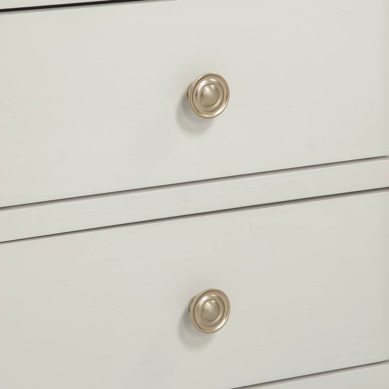 Antique White 2-Drawer Storage Nightstand with Gold Knobs