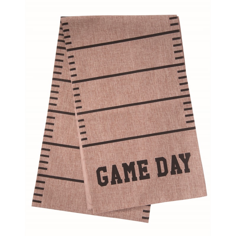 Transpac Polyester 90 in. Brown Autumn Game Day Table Runner - Beige