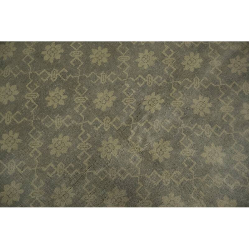 Hand Knotted Oriental 100% Wool Carpet Transitional All-Over Greys & Charcoal Khotan Area Rug - 9' 11'' X 8' 4''