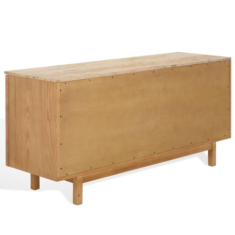 SAFAVIEH Couture Debrianna Travertine Top Sideboard - 62"W x 19"D x 30"H