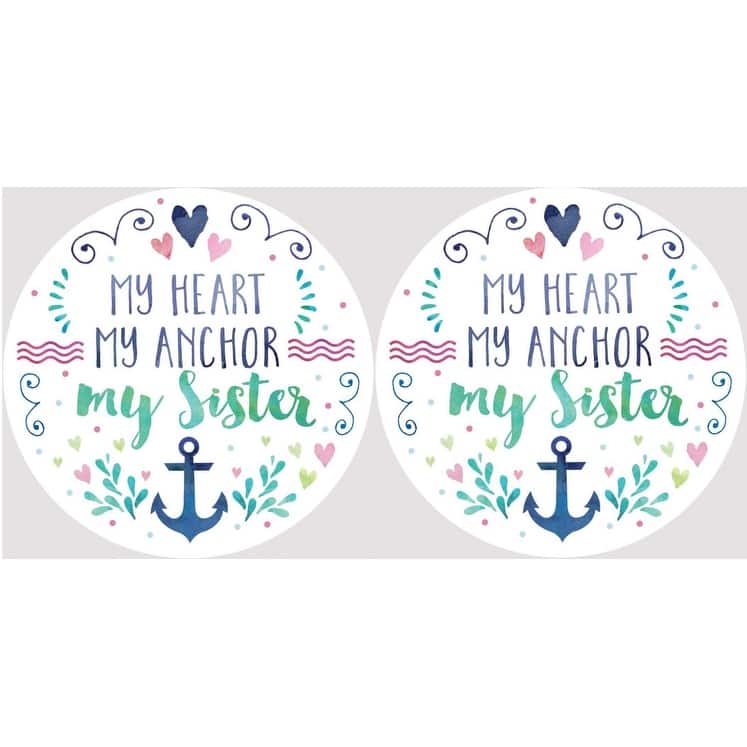 My Heart My Anchor My Sister Car Coasters Set of 2 - Multi