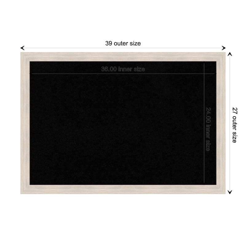 Hardwood White Wash Narrow Wood Framed Black Corkboard Bulletin Board - Board Size 36x24