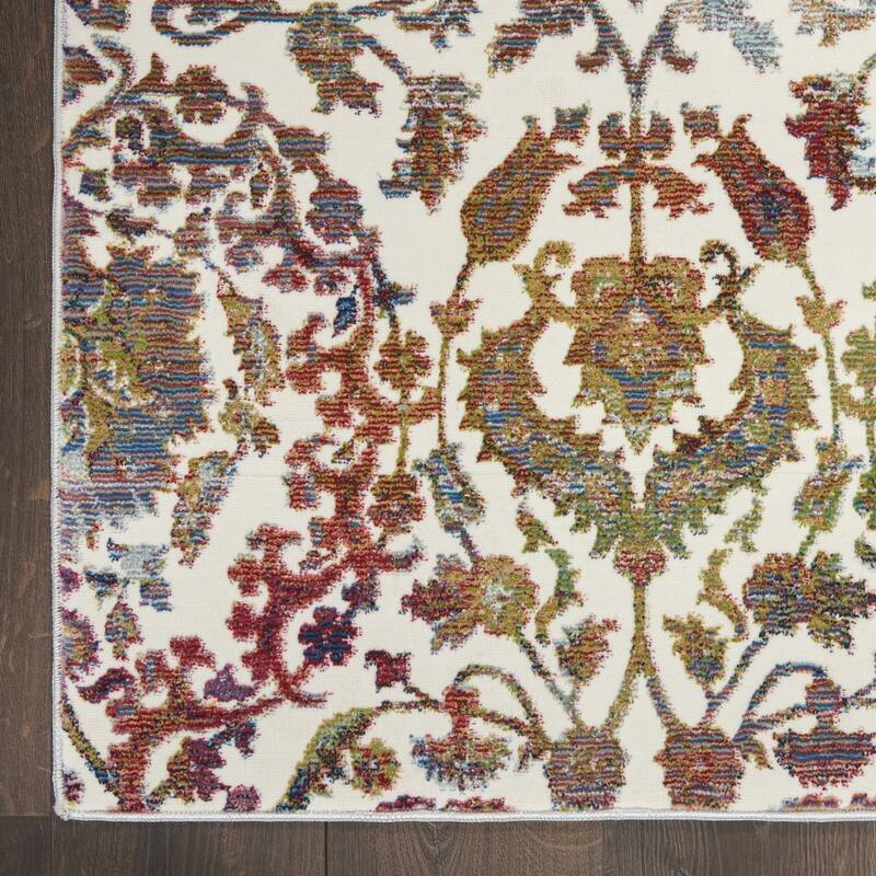 Jiqat Power Loomed Distressed Abstract Floral Traditional Non Skid Area Rug By HomeRoots - 72' X '24' X '0.5