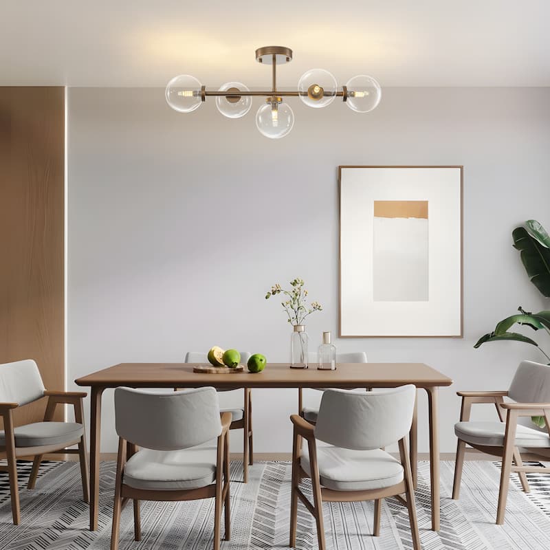 Modern 5-Light Bathroom Vanity Light Globe Glass Wall Sconces Minimalist Design