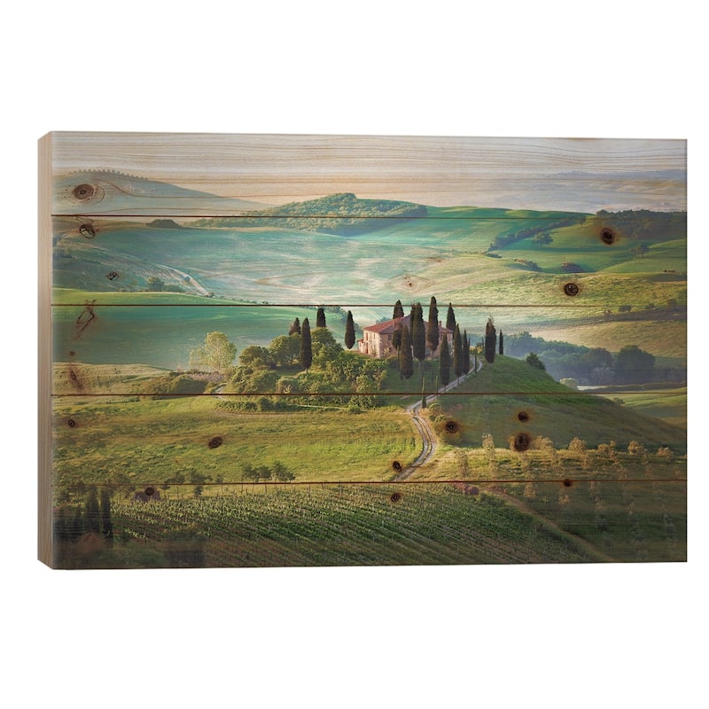 Il Belvedere, Tuscany, Italy Print On Wood by Jim Nilsen - Multi-Color - 26x40x1.5