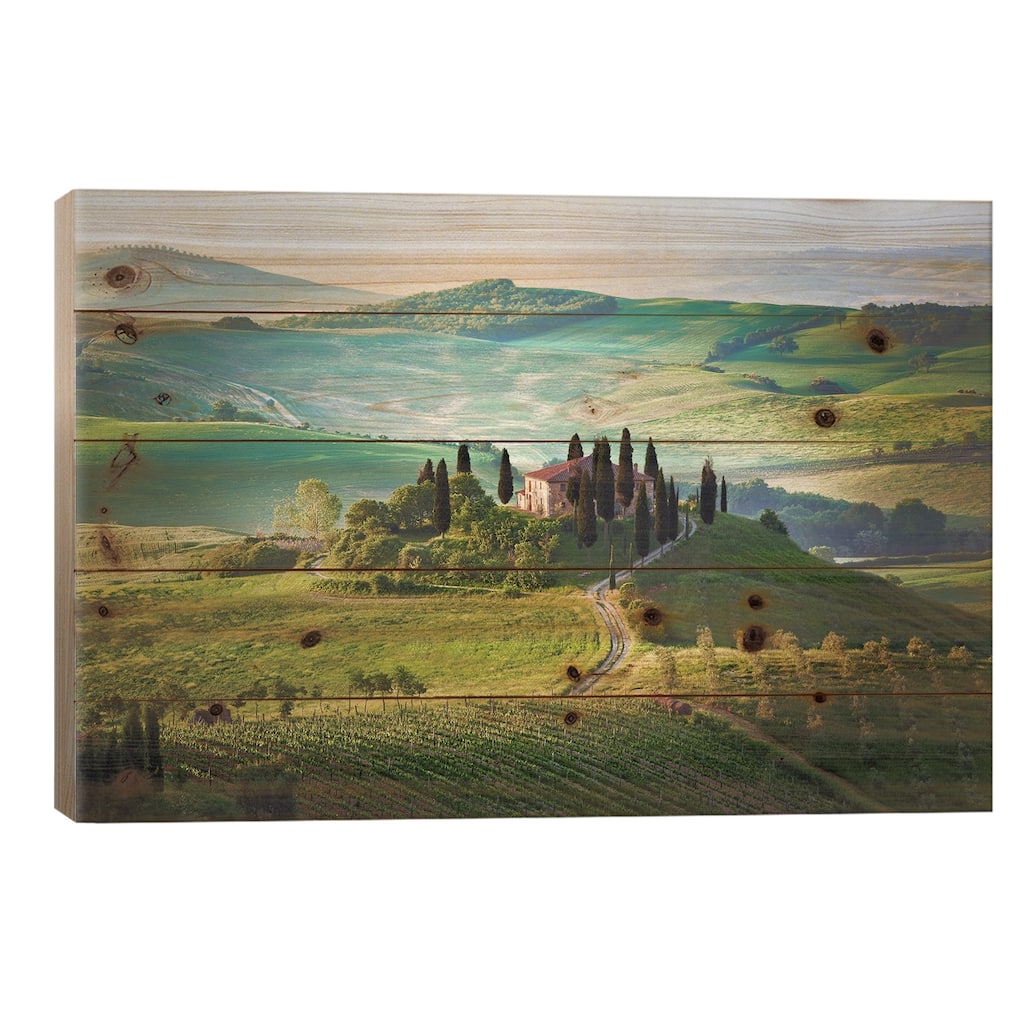 Il Belvedere, Tuscany, Italy Print On Wood by Jim Nilsen - Multi-Color