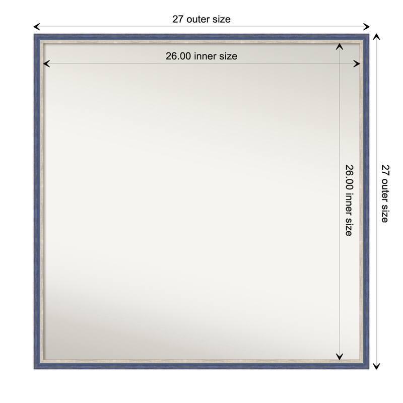 Theo Narrow Non-Beveled Wood Framed Wall Mirror - Theo Blue Narrow - Glass Size 26x26