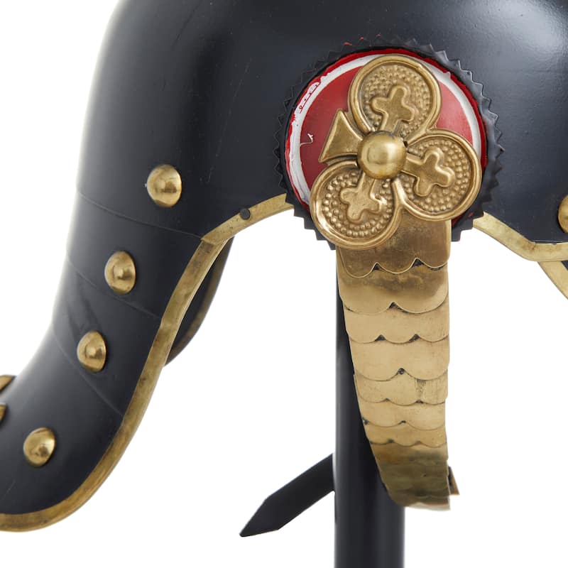 Black Iron Vintage Spartan Helmet with Stand - 9 x 12 x 20