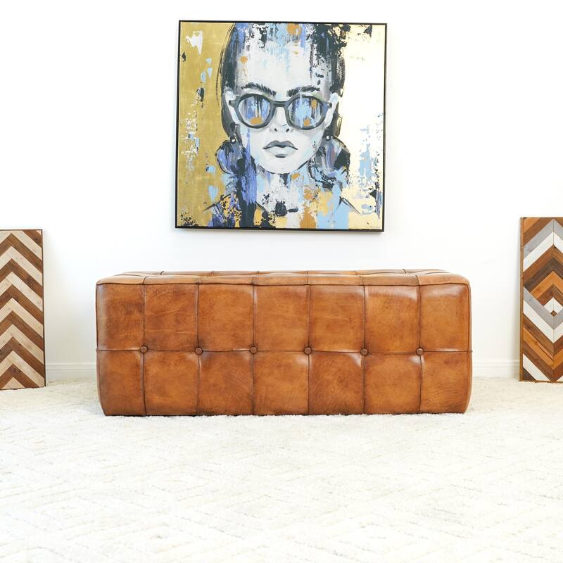 Seletar Tan Leather Ottoman Comfortable choice, multiple functions, classic design, and cozy corners