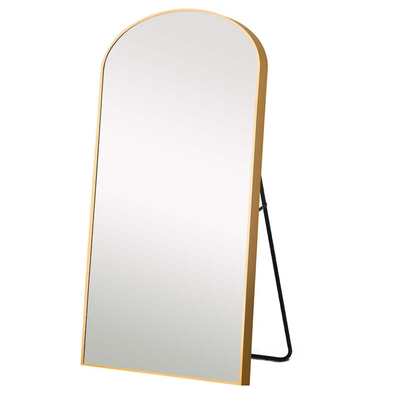 HomeRoots 71" Black Arch Metal Framed Freestanding Standing Mirror - 31.5" W x 1.18" D x 70.87" H - Gold