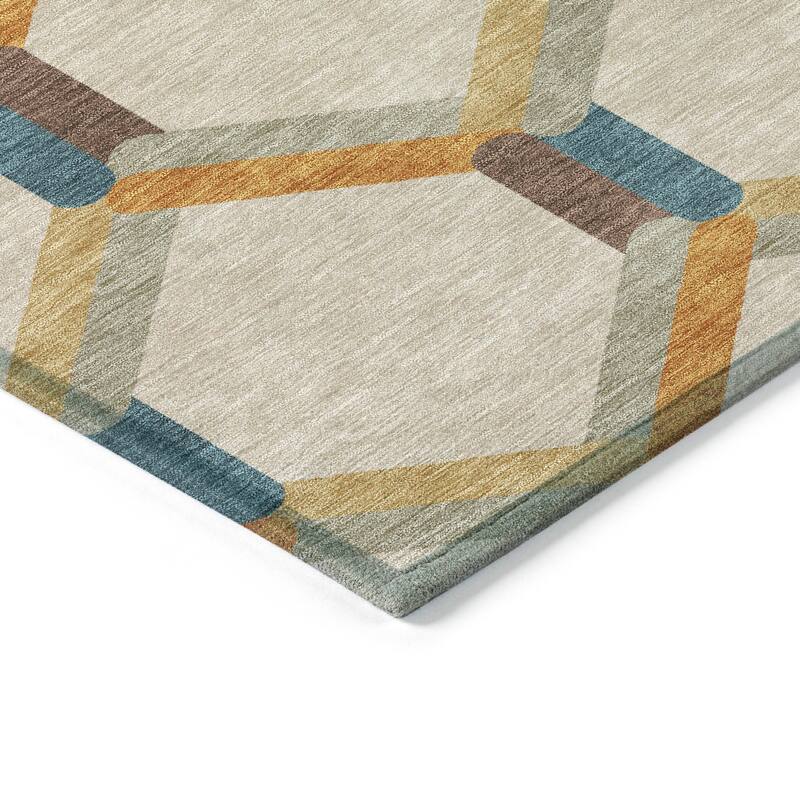 Machine Washable Indoor/ Outdoor Modern Trellis Chantille Rug