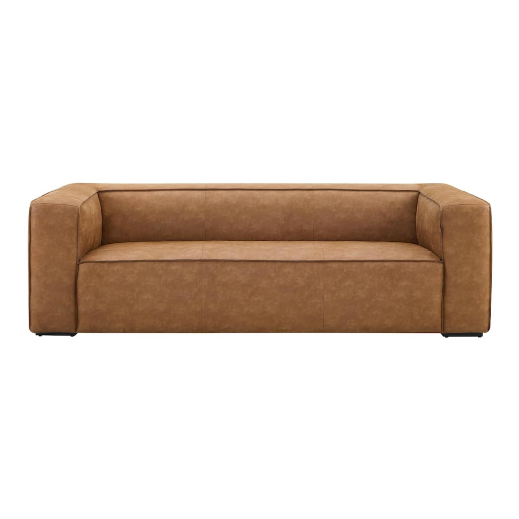 Aurora Modern Brown Blended Leather Sofa - 89.8"W x 38.2"D x 27.2"H