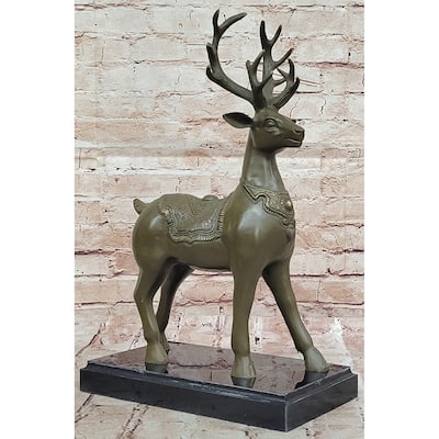 Bronze Deer With Antlers Statue - Elegant Wildlife Sculpture