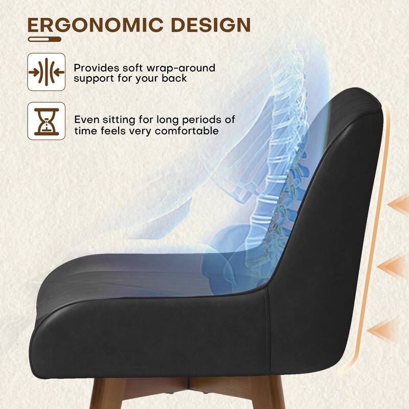 26" Faux Leather Upholstered Wood Swivel Counter Stool Set of 3 or 4 - 38.8"H x 20.5"W x 21.7"D