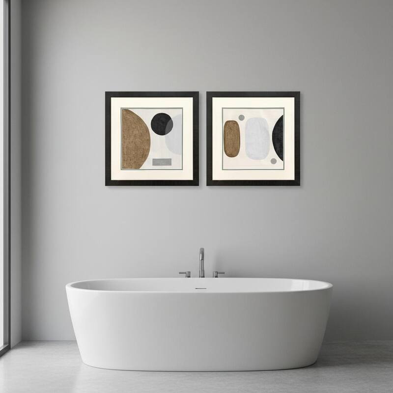 HomeRoots Set Of Two Neutral Stones Brown Framed Wall Art - 18.00 in. x 18.00 in.  x 2.00 in.