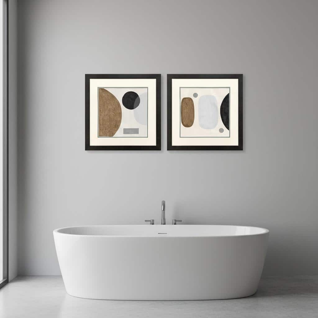 HomeRoots Set Of Two Neutral Stones Brown Framed Wall Art