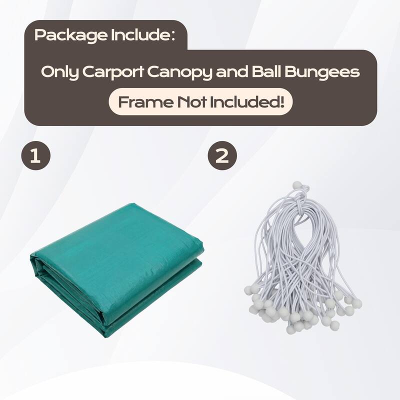 Aoodor 10 x 20 FT Carport Replacement Canopy Cover