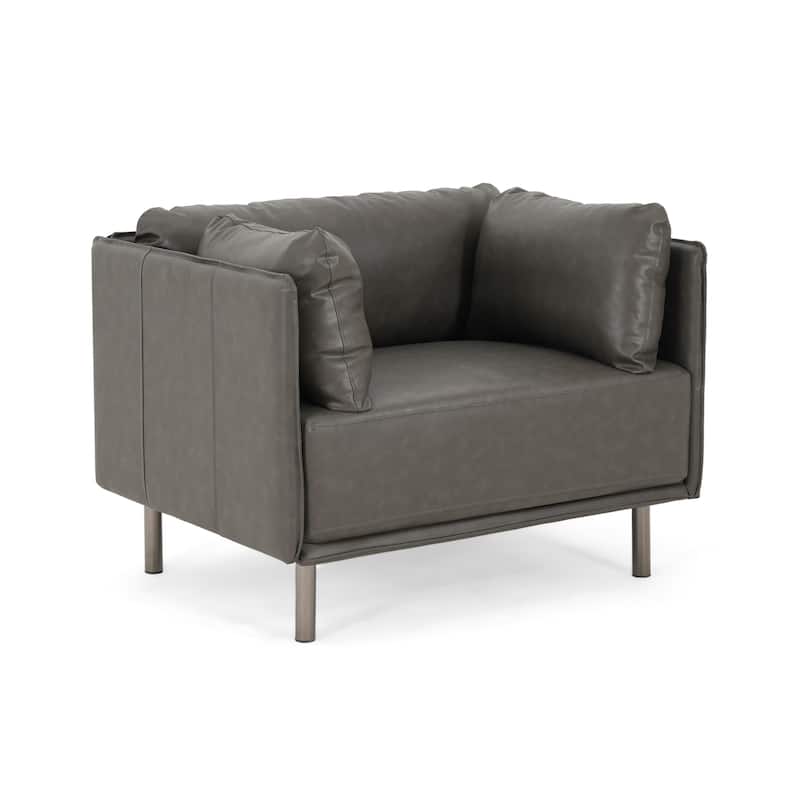 Roomfitters 39" Modern Lounge Chair with Cushions, Solid Wood Frame and Steel Legs for Living Room or Office