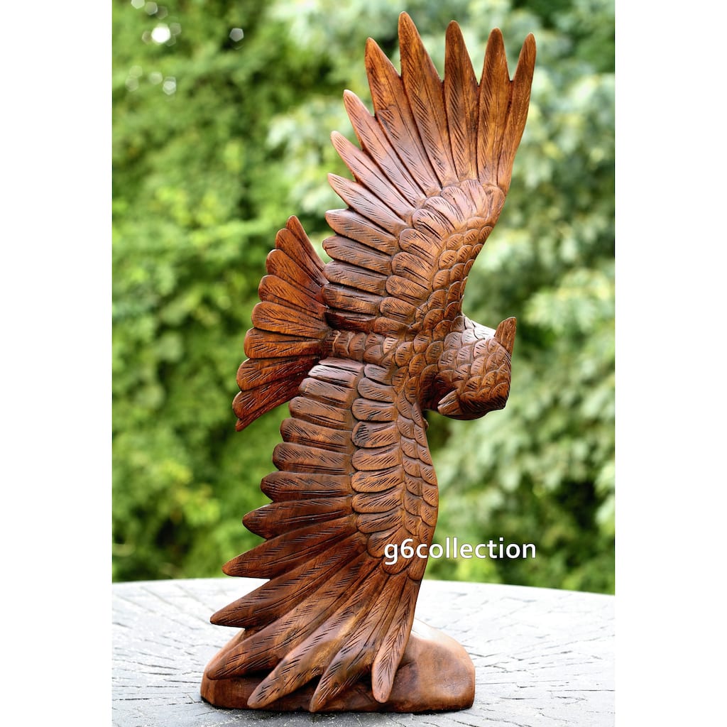 Extra Large Huge 20" Hand Carved Flying Wooden Owl Statue Figurine Handmade Soaring Owl Sculpture Home Decor Accent Handcrafted