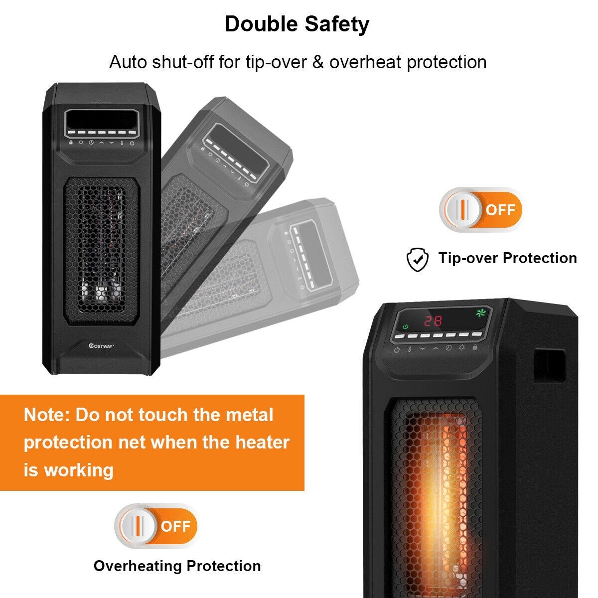 Shop Costway Portable Electric Space Heater 1500w W Timer Remote Control Overstock 24317491