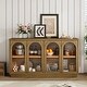 preview thumbnail 37 of 51, Buffet Cabinet with Glass Doors, Arched Cabinet with Adjustable Shelves, Kitchen Storage Cabinet with Rebound Device