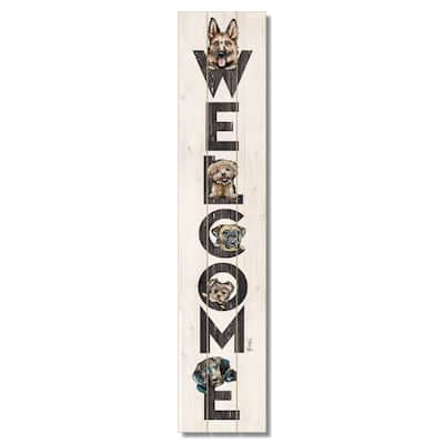 All Dogs Welcome Vertical Decorative Indoor/Outdoor Pallet Wood Sign 36" by 7.5" Made in the USA
