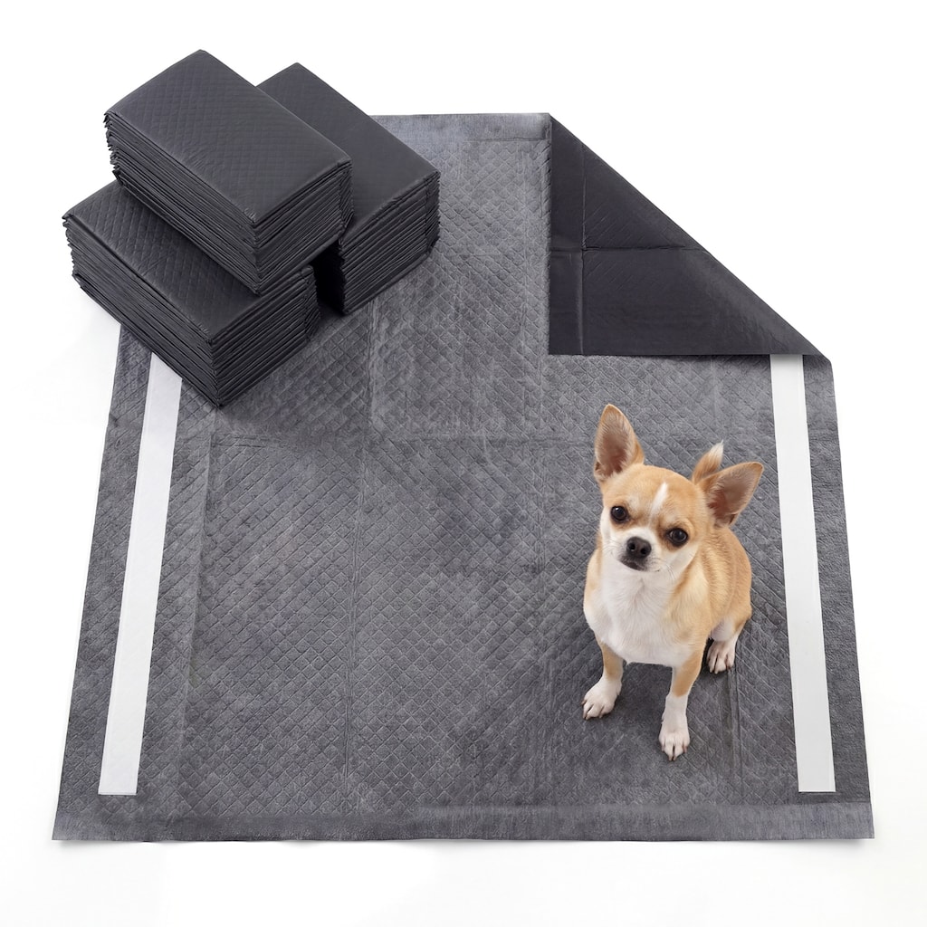 Gymax Charcoal Dog Pee Pads 24'' x 24'' 6-Layer Leak-Proof Pet Potty - Black