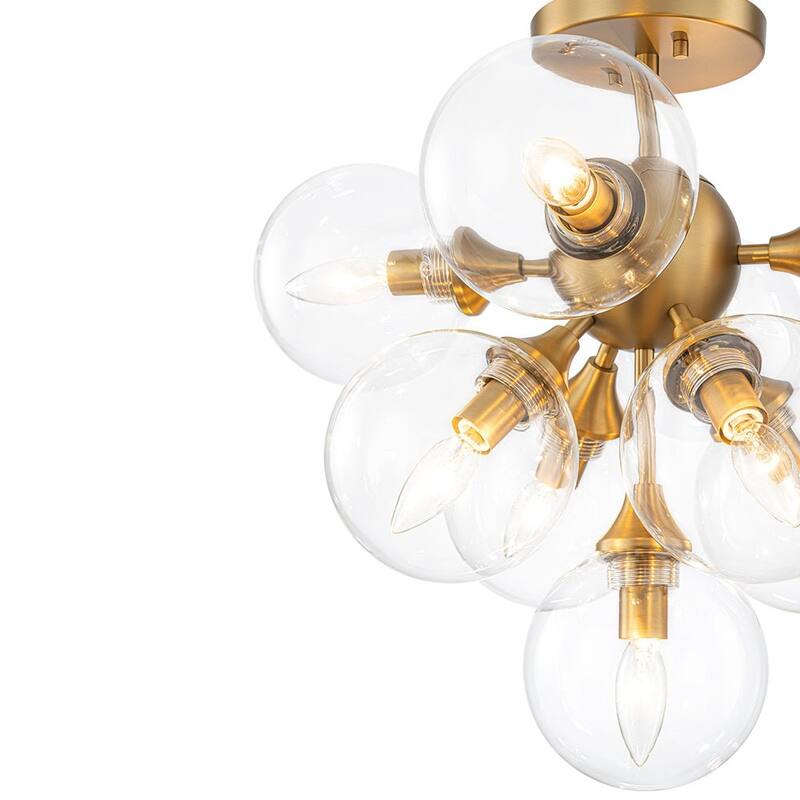 Funky 9-Light Tiered Glass Globe Bubble Semi Flush Mount 20.5in