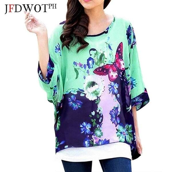 Shop Women Chiffon Blouse Plus Size Blusas 2017 Boho Style Floral