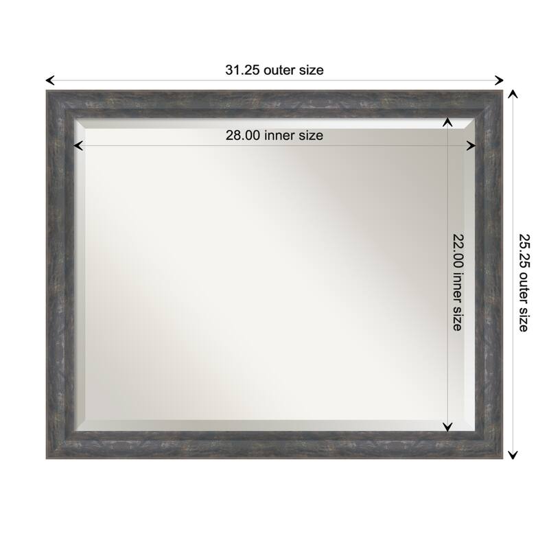 Angled Beveled Wood Framed Wall Mirror - Angled Metallic Rainbow - Glass Size 28x22