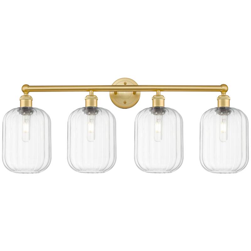 Innovations Lighting Endless Possibilities Edison - Preston - 4 Light 34" Jar Shade Bath Vanity Light - Clear/Satin Gold