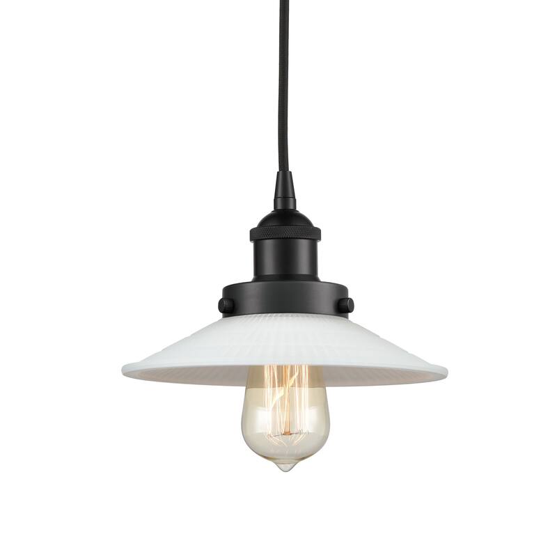 Innovations Lighting 616-1PH-6-9 Halophane Pendant Halophane 9" Wide - Matte Black / Matte White Halophane