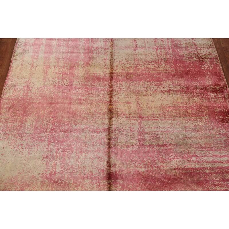 Contemporary Abstract Indian Area Rug Hand-Knotted Wool Carpet - 5'6"x 7'6"