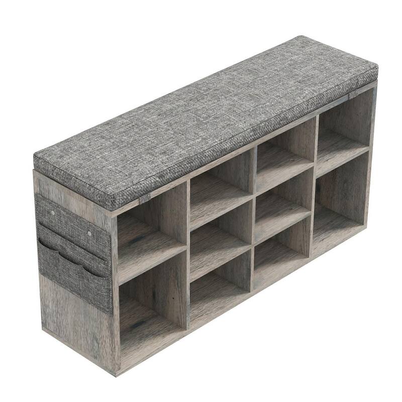 Entryway Shoe Bench with Storage, Padded Seat 40.9 inch