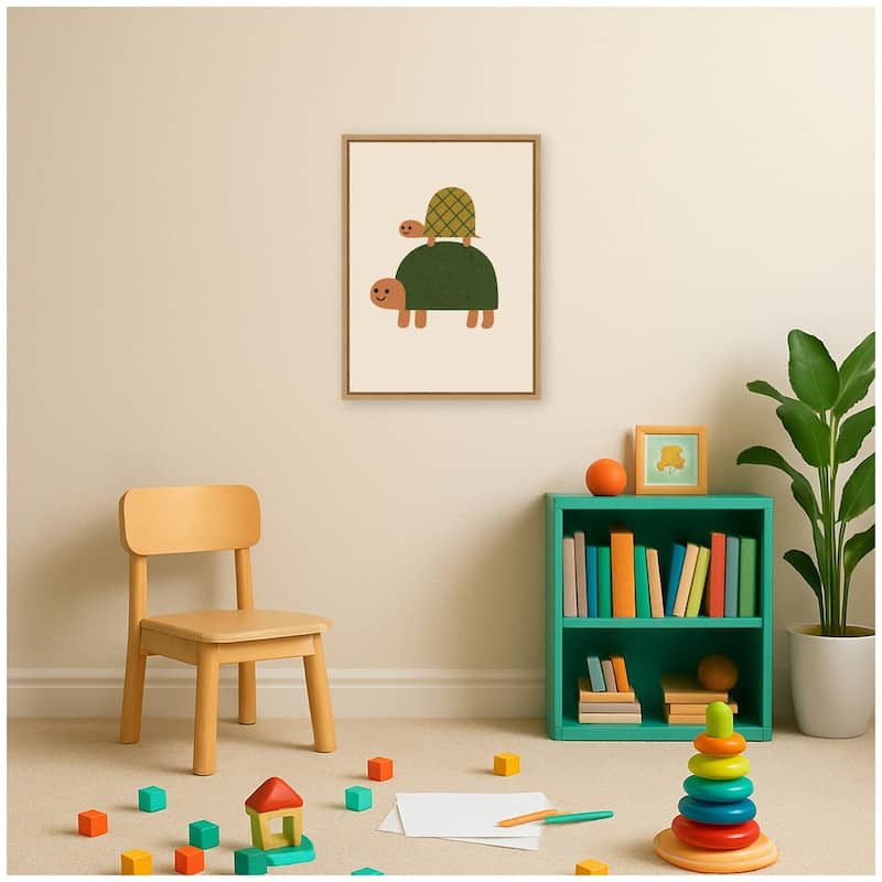Kate and Laurel Tortoise by Laura Moss Framed Canvas Wall Art Print