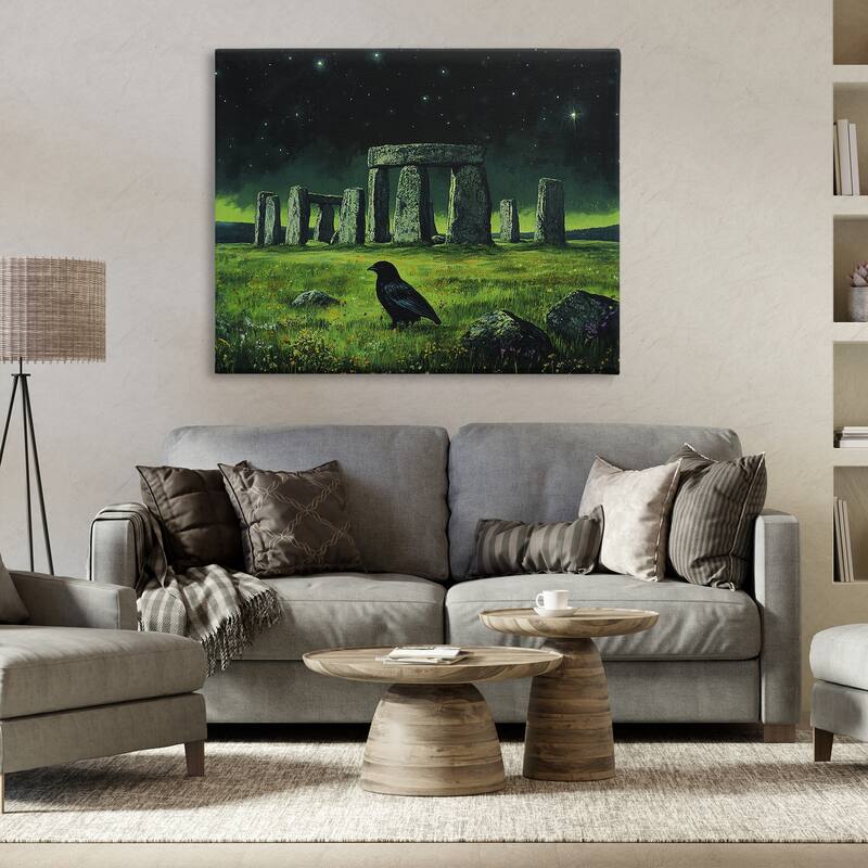 Stupell Crow & Stonehenge at Night Canvas Wall Art Design By Tom Crehan