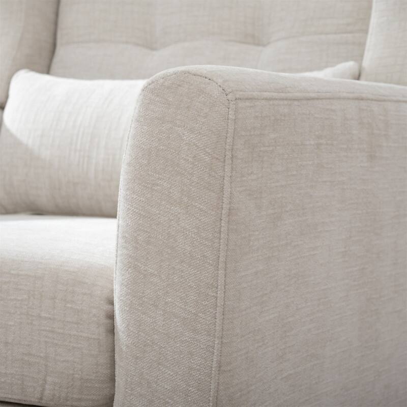 Modern Chenille Upholstered Armchair with Pillow and Solid Wood Leg