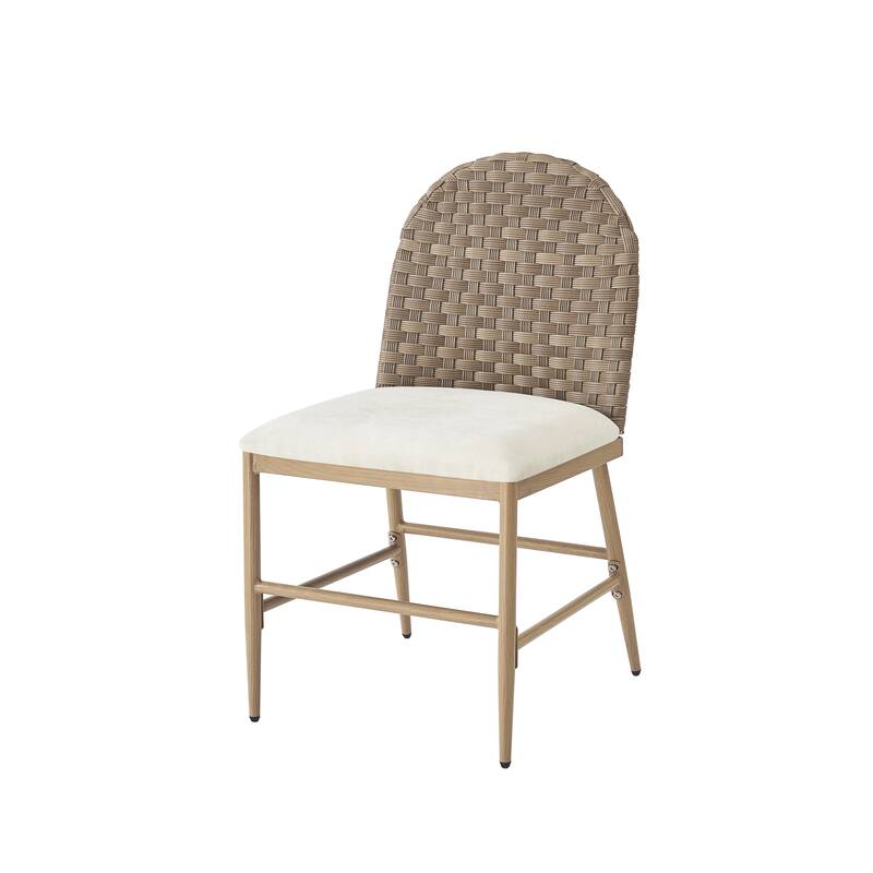 Christopher Knight Home - Marlowe Upholstered Armless Barstool with Iron Frame and Rattan Back (Set of 2)