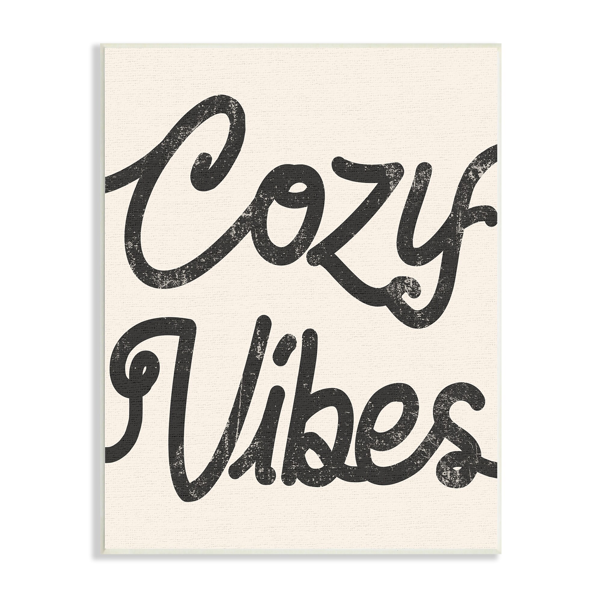 Stupell Cozy Vibes Retro Vintage Typography Phrase  Wood Wall Art - White-image