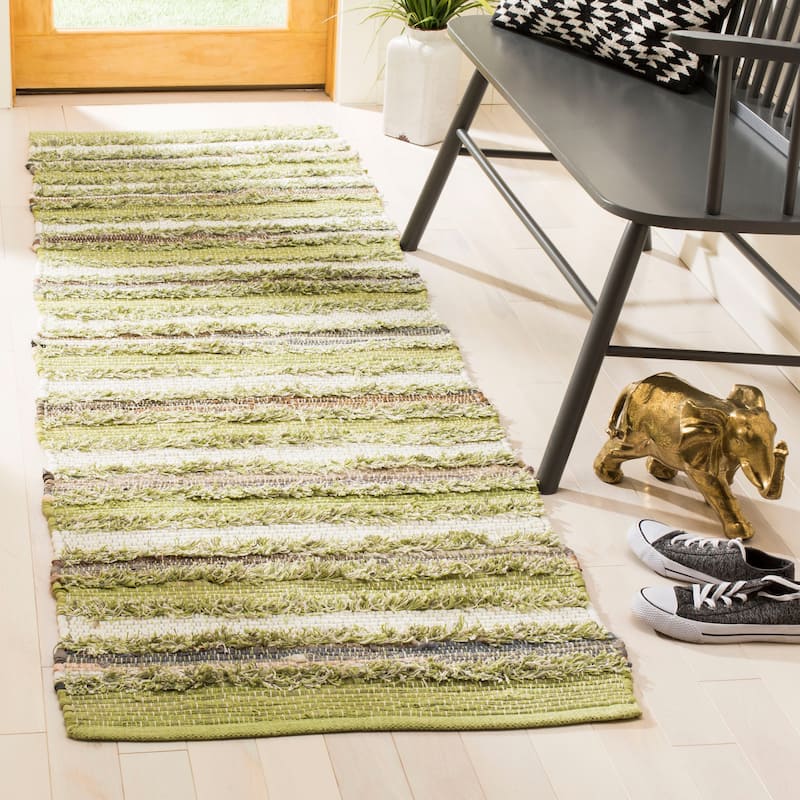 SAFAVIEH Handmade Flatweave Montauk Mridalini Casual Cotton Rug - 2'6" x 4' - Green/Multi