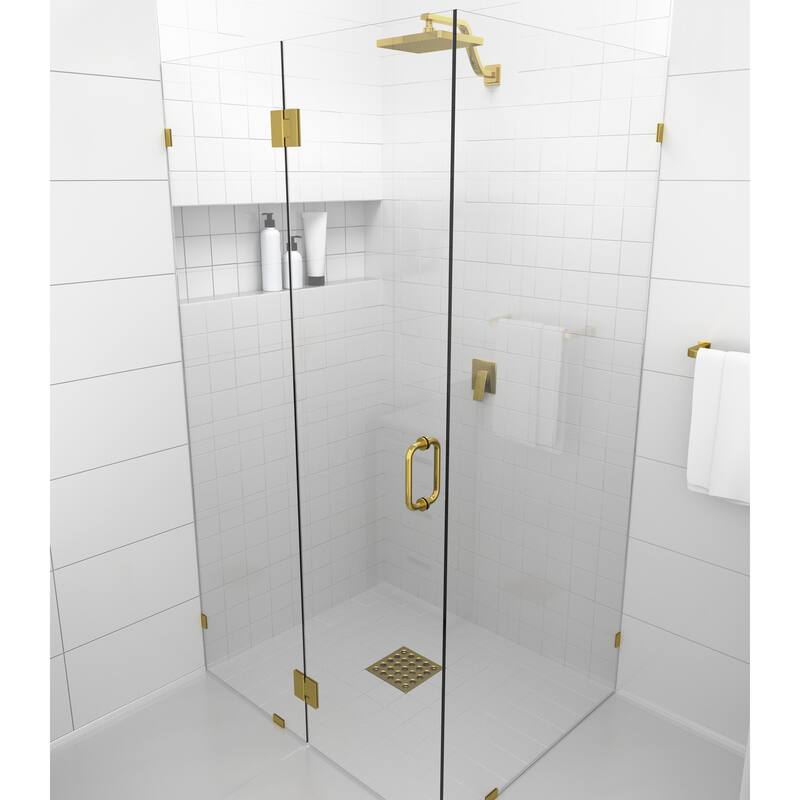 Glass Warehouse 78" x 59" x 34" Frameless 90 Degree Shower Enclosure - Glass Hinge